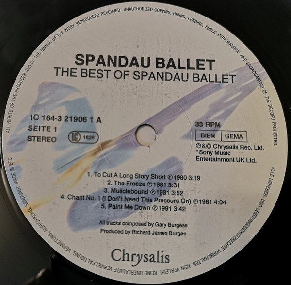 Spandau Ballet - The Best Of Spandau Ballet | Chrysalis (1C 164-3 21894 1) - 3 Spandau Ballet - The Best Of Spandau Ballet | Chrysalis (1C 164-3 21894 1) - 3
