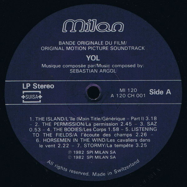 Sebastian Argol - Yol (Original Motion Picture Soundtrack) | Milan (A 120 CH 001) - 2