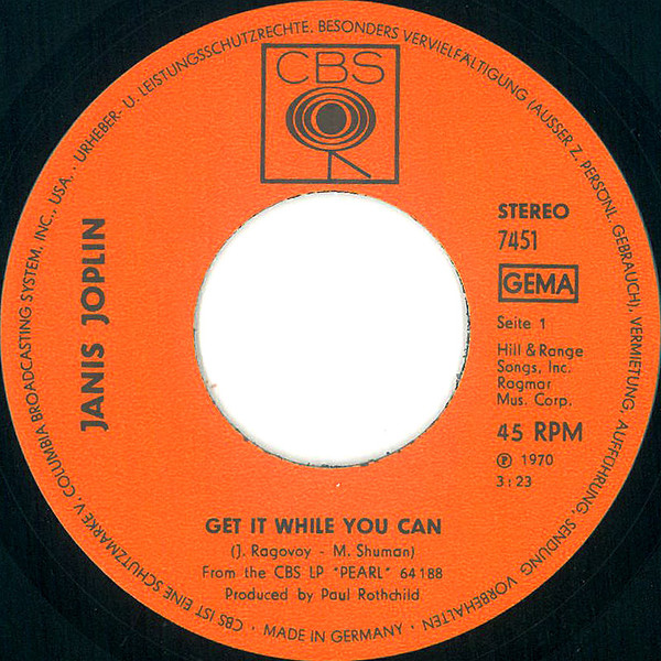 Janis Joplin - Get It While You Can | CBS (CBS 7451) - 4