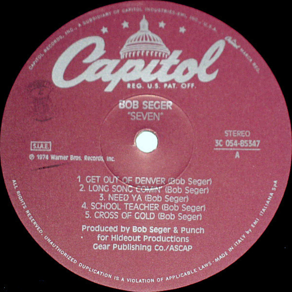Bob Seger - Seven | Capitol Records (3C 054 85347) - 3 Bob Seger - Seven | Capitol Records (3C 054 85347) - 3