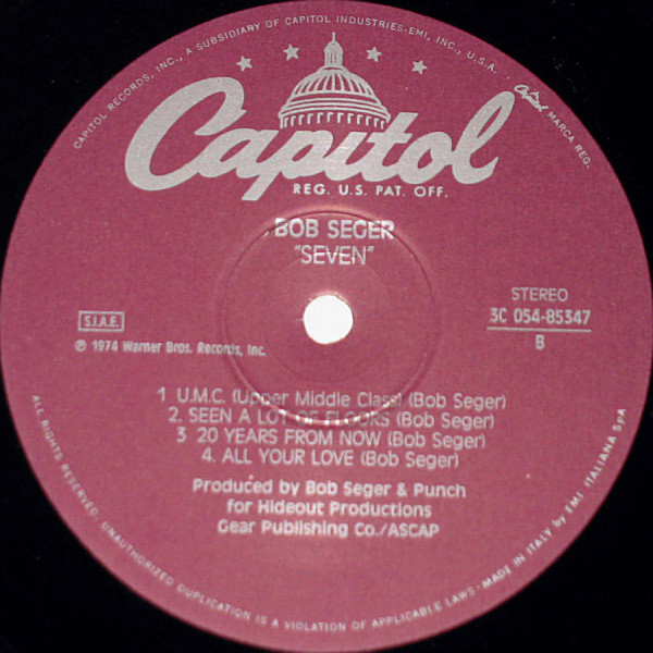 Bob Seger - Seven | Capitol Records (3C 054 85347) - 4 Bob Seger - Seven | Capitol Records (3C 054 85347) - 4