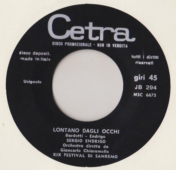 Sergio Endrigo - Lontano Dagli Occhi | Cetra (SP 1391) - 3