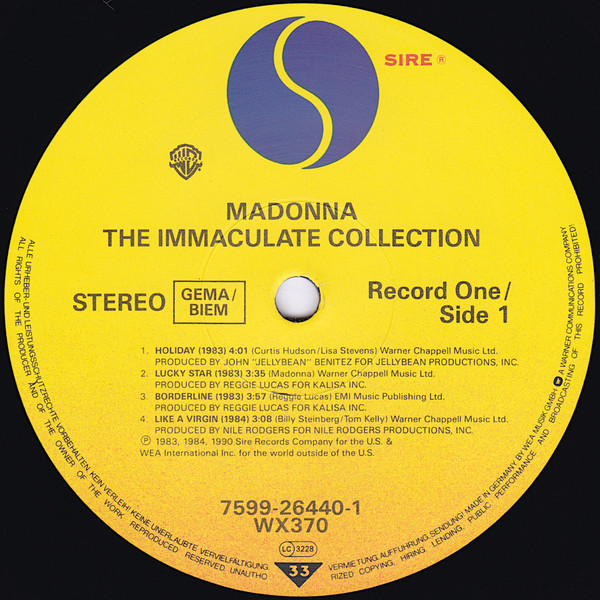 Madonna - The Immaculate Collection | Sire (7599-26440-1) - 3 Madonna - The Immaculate Collection | Sire (7599-26440-1) - 3