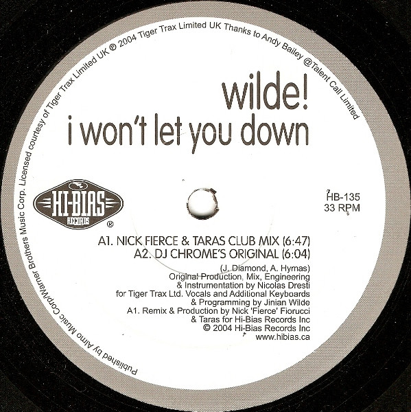 Jinian Wilde - I Won't Let You Down | Hi-Bias Records (HB-135) - main Jinian Wilde - I Won't Let You Down | Hi-Bias Records (HB-135) - main