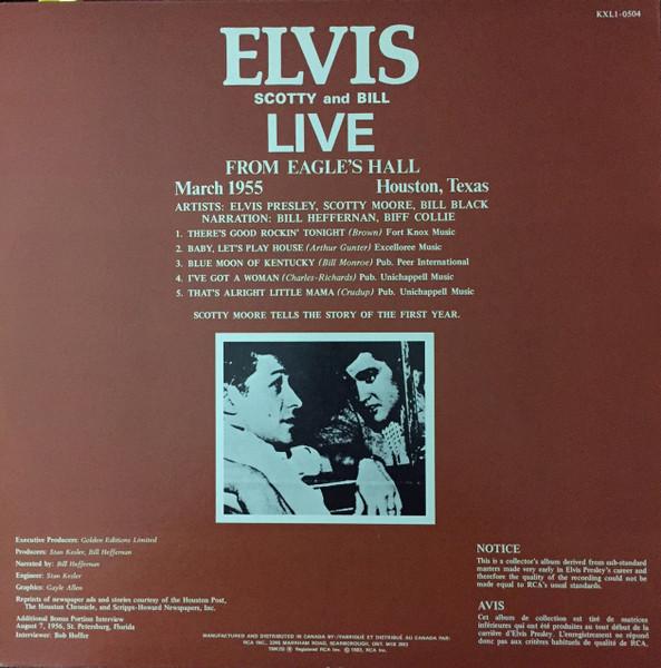 Elvis Presley , Scotty Moore And Bill Black - The First Year | RCA (KXL1-0504) - 2