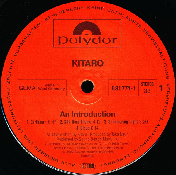 Kitaro - An Introduction | Polydor (831 774-1) - 3