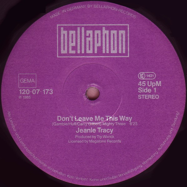 Jeanie Tracy - Don't Leave Me This Way | Bellaphon (120·07·173) - 2