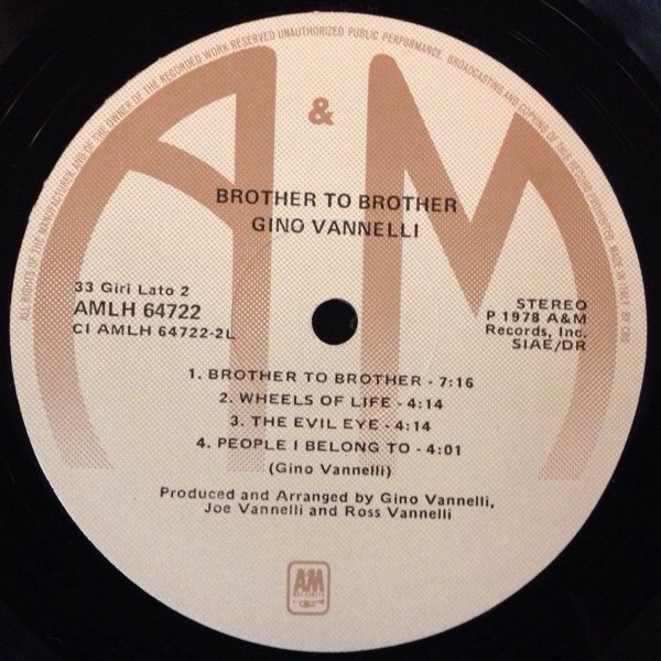 Gino Vannelli - Brother To Brother | A&M Records (AMLH 64722) - 3