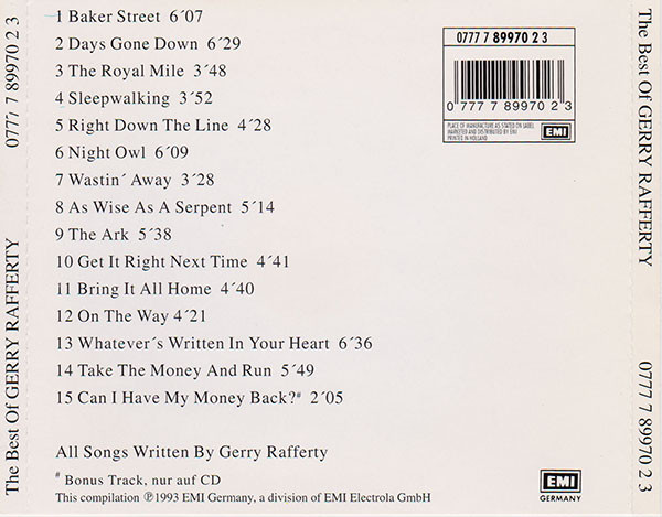 Gerry Rafferty - The Best Of Gerry Rafferty | EMI Germany (0777 7 89970 2 3) - 2 Gerry Rafferty - The Best Of Gerry Rafferty | EMI Germany (0777 7 89970 2 3) - 2