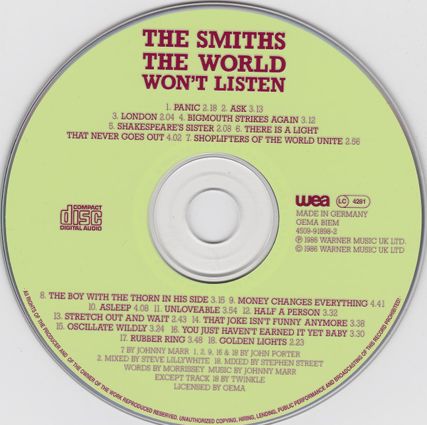 The Smiths - The World Won't Listen | WEA (4509-91898-2) - 3