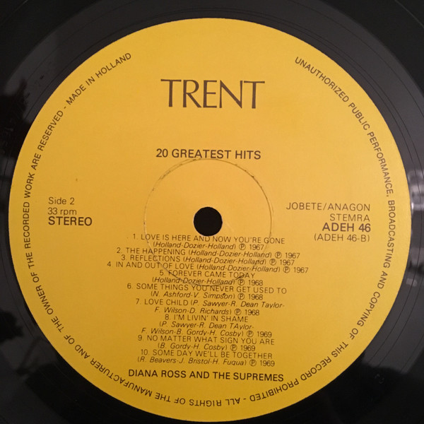 The Supremes - 20 Greatest Hits | Trent (ADEH 46) - 4