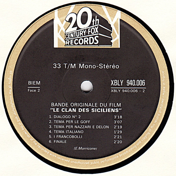 Ennio Morricone - Le Clan Des Siciliens (Bande Originale Du Film) | 20th Century Fox Records (940.006) - 4 Ennio Morricone - Le Clan Des Siciliens (Bande Originale Du Film) | 20th Century Fox Records (940.006) - 4