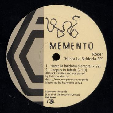Roger - Hasta La Baldoria EP | Memento Records (MM#001)