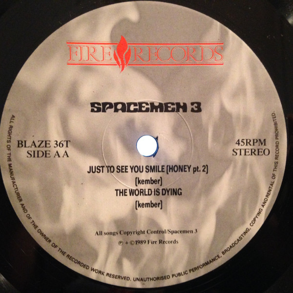 Spacemen 3 - Hypnotized / Just To See You Smile | Fire Records (BLAZE 36T) - 4 Spacemen 3 - Hypnotized / Just To See You Smile | Fire Records (BLAZE 36T) - 4
