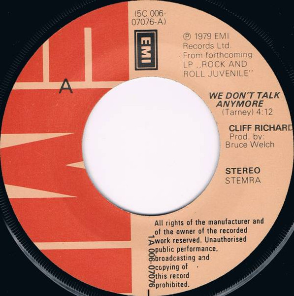 Cliff Richard - We Don't Talk Anymore | EMI (1A 006-07076) - 3