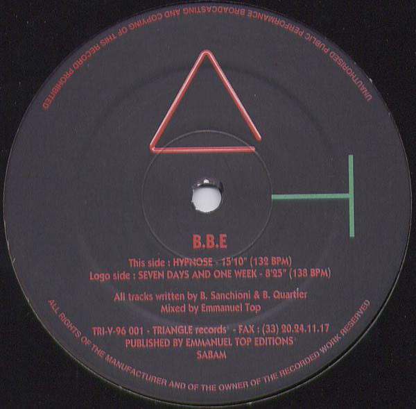 B.B.E. - Seven Days And One Week / Hypnose | Triangle (TRI-V-96 001) - 3