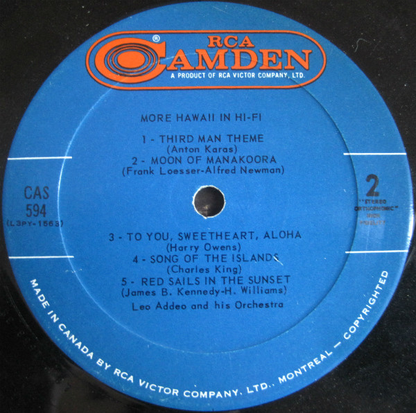 Leo Addeo And His Orchestra - More Hawaii In Hi-Fi | RCA Camden (CAS 594) - 4