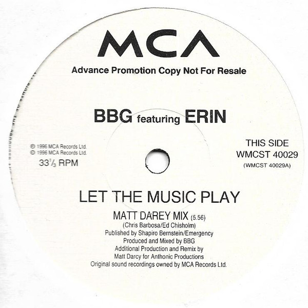 BBG Featuring Erin Lordan - Let The Music Play | MCA Records (WMCST 40029) - 3 BBG Featuring Erin Lordan - Let The Music Play | MCA Records (WMCST 40029) - 3
