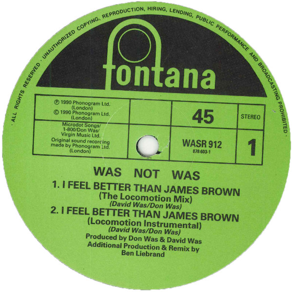 Was (Not Was) - I Feel Better Than James Brown | Fontana (WASR 912) - 2 Was (Not Was) - I Feel Better Than James Brown | Fontana (WASR 912) - 2
