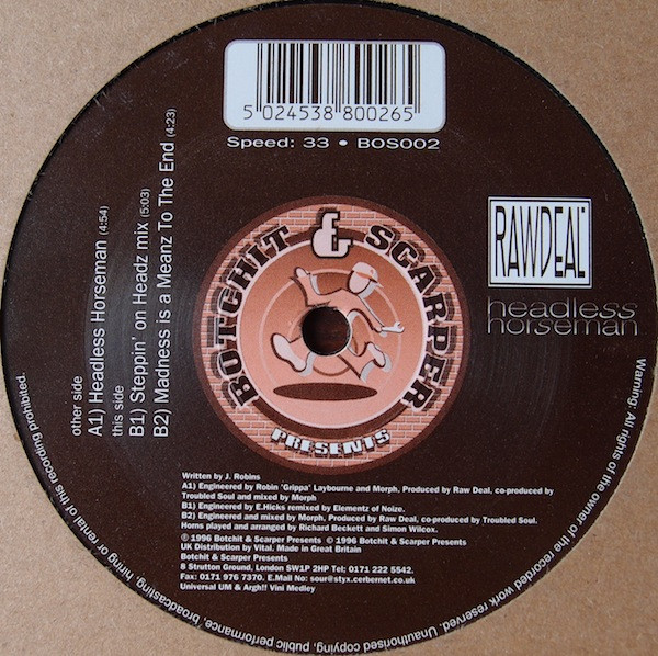 Raw Deal - Headless Horseman | Botchit & Scarper (bos002) - 2 Raw Deal - Headless Horseman | Botchit & Scarper (bos002) - 2