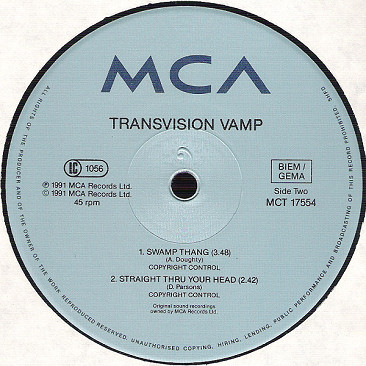 Transvision Vamp - (I Just Wanna) B With U | MCA Records (MCT 17554)