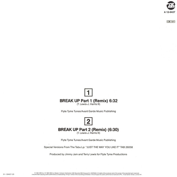 The S.O.S. Band - Break Up [Remix] | Tabu Records (TBUA 12-6427) - 2