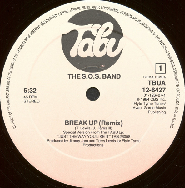 The S.O.S. Band - Break Up [Remix] | Tabu Records (TBUA 12-6427) - 3