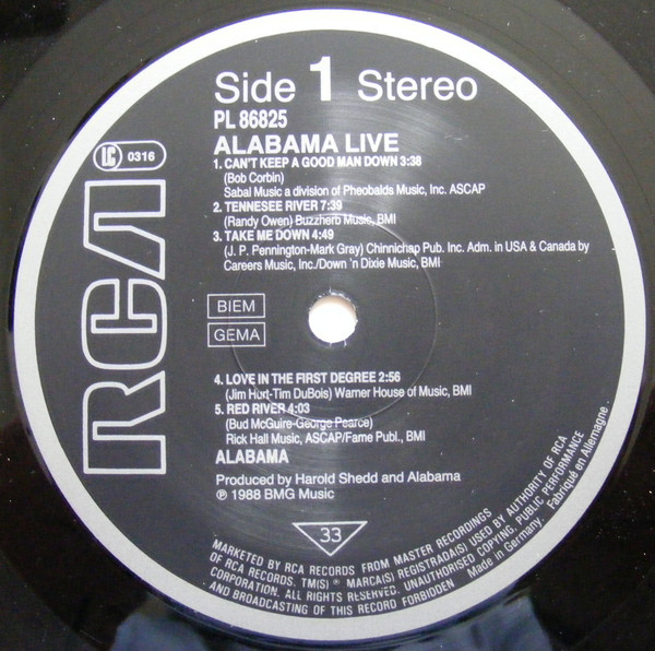 Alabama - Alabama Live | RCA (PL 86 825) - 3