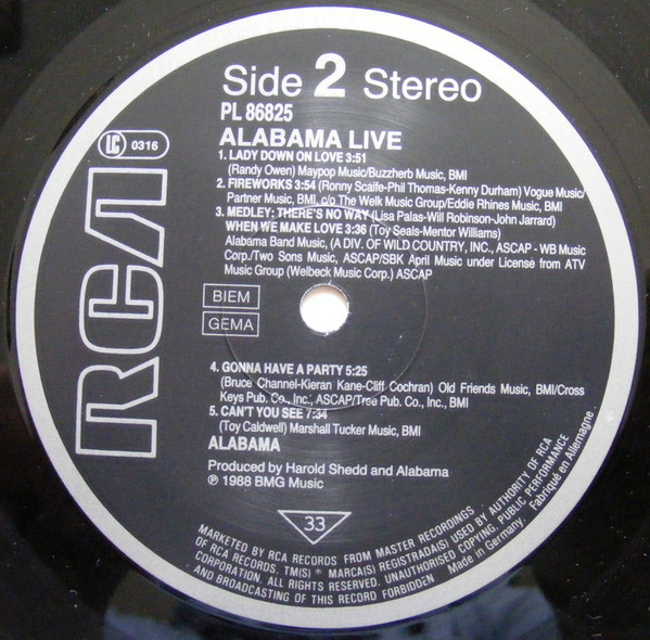 Alabama - Alabama Live | RCA (PL 86 825) - 4