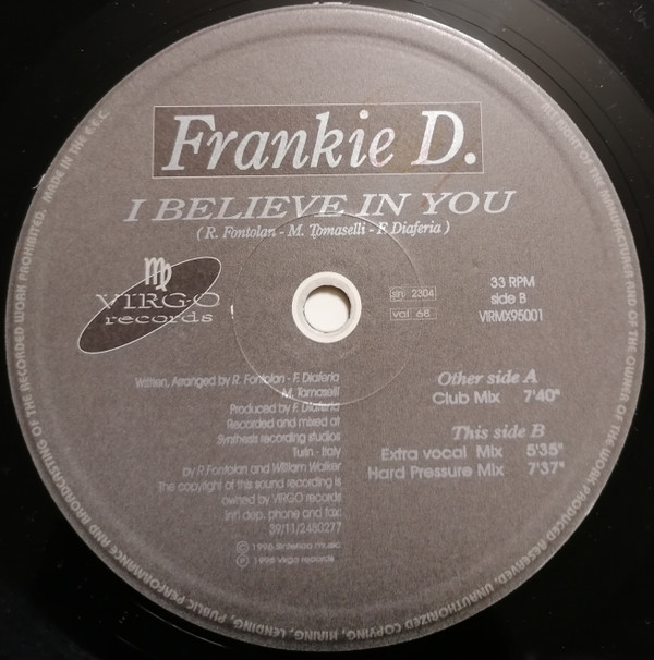 Frankie D. - I Believe In You | Virgo Records (VIRMX95001) - 2 Frankie D. - I Believe In You | Virgo Records (VIRMX95001) - 2