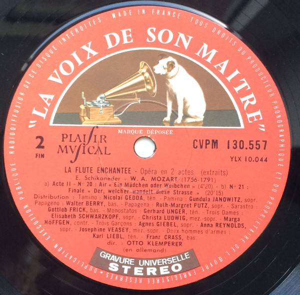 Wolfgang Amadeus Mozart , Gundula Janowitz , Walter Berry , Nicolai Gedda , Otto Klemperer - La Flûte Enchantée - Pages Choisies De L'Opéra De Mozart (Extraits) | La Voix De Son Maître (CVPM 130 557) - 3