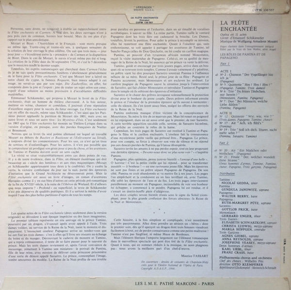 Wolfgang Amadeus Mozart , Gundula Janowitz , Walter Berry , Nicolai Gedda , Otto Klemperer - La Flûte Enchantée - Pages Choisies De L'Opéra De Mozart (Extraits) | La Voix De Son Maître (CVPM 130 557) - 4