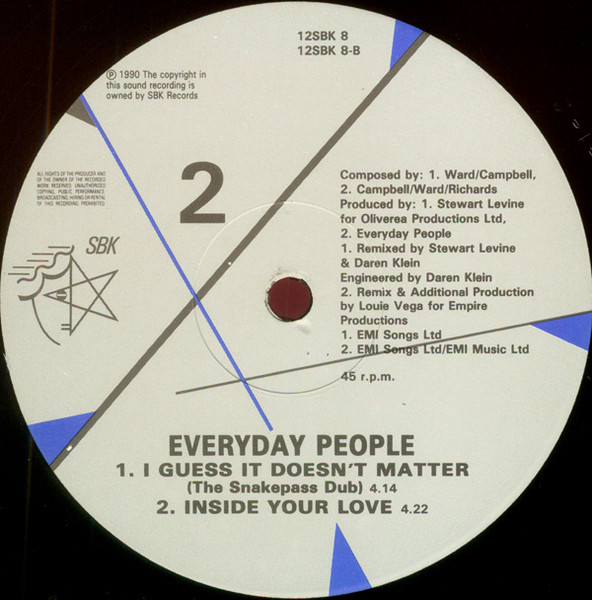 Everyday People - I Guess It Doesn't Matter | SBK Records (12SBK 8) - 2 Everyday People - I Guess It Doesn't Matter | SBK Records (12SBK 8) - 2