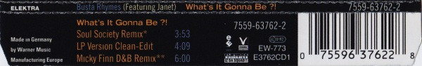 Busta Rhymes Featuring Janet Jackson - What's It Gonna Be?! | Elektra (7559-63762-2) - 2