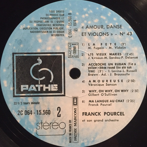 Franck Pourcel Et Son Grand Orchestre - "Amor, Danza Y Violines" (N°43) | Odeon (SURL 21529 B) - 4