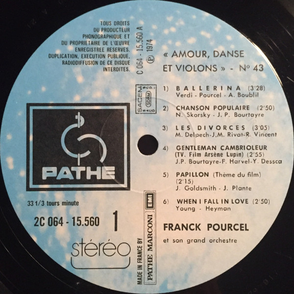 Franck Pourcel Et Son Grand Orchestre - "Amor, Danza Y Violines" (N°43) | Odeon (SURL 21529 B) - 3