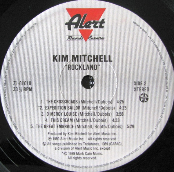 Kim Mitchell - Rockland | Alert Records (Z1-81010) - 4