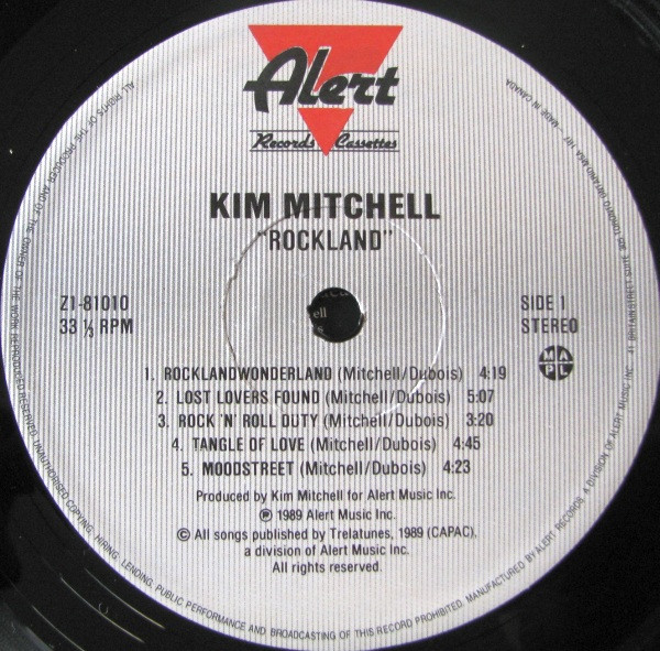 Kim Mitchell - Rockland | Alert Records (Z1-81010) - 3