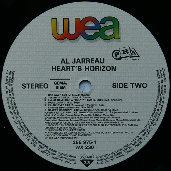 Al Jarreau - Heart's Horizon | WEA (255 975-1) - 4 Al Jarreau - Heart's Horizon | WEA (255 975-1) - 4