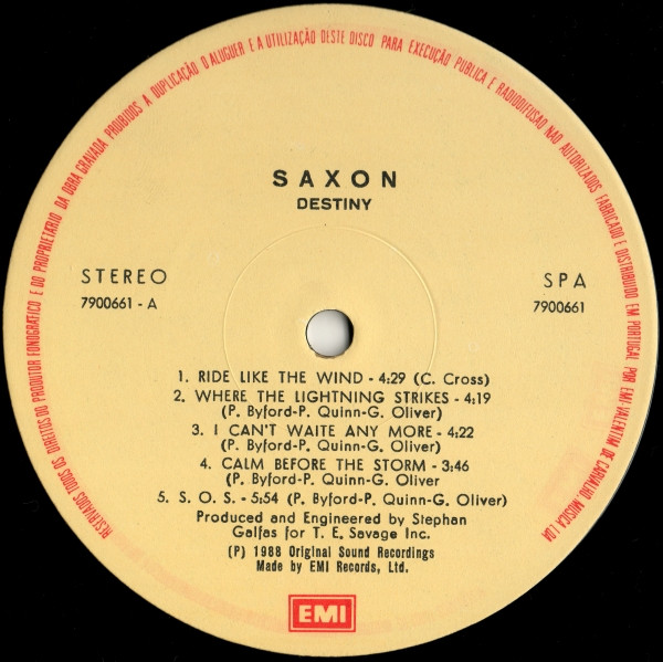 Saxon - Destiny | EMI (79 0066 1) - 3