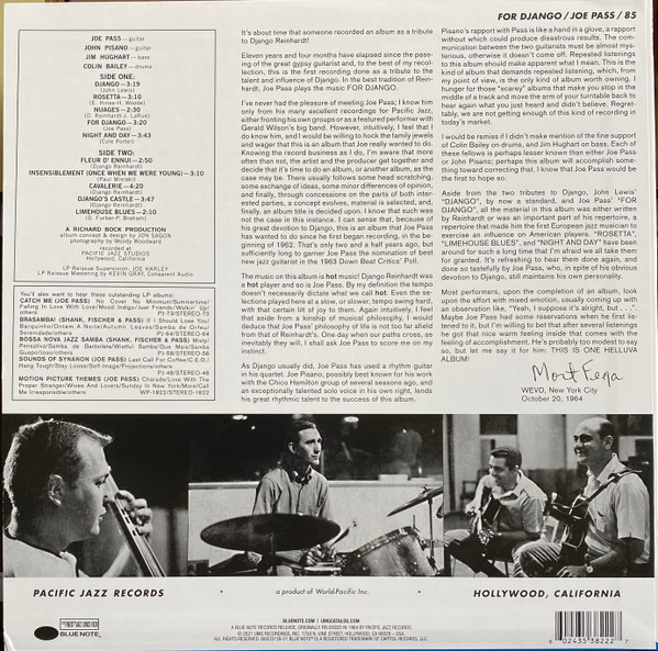 Joe Pass - For Django | Pacific Jazz (B0033158-01) - 2