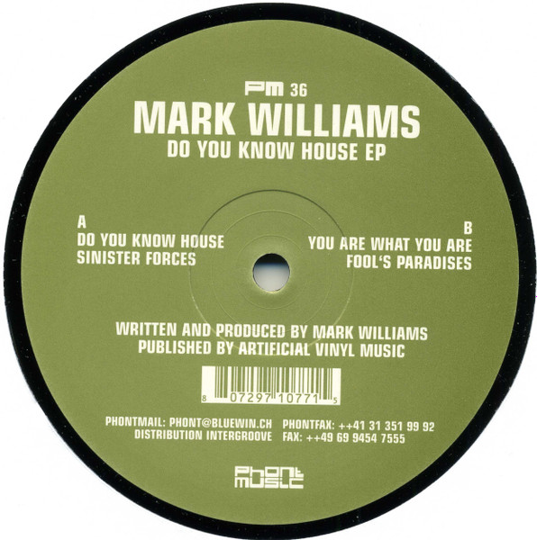 Mark Williams - Do You Know House EP | Phont Music (PM36) - main