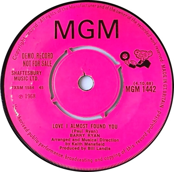 Barry Ryan - Eloise | MGM Records (MGM 1442) - 2 Barry Ryan - Eloise | MGM Records (MGM 1442) - 2