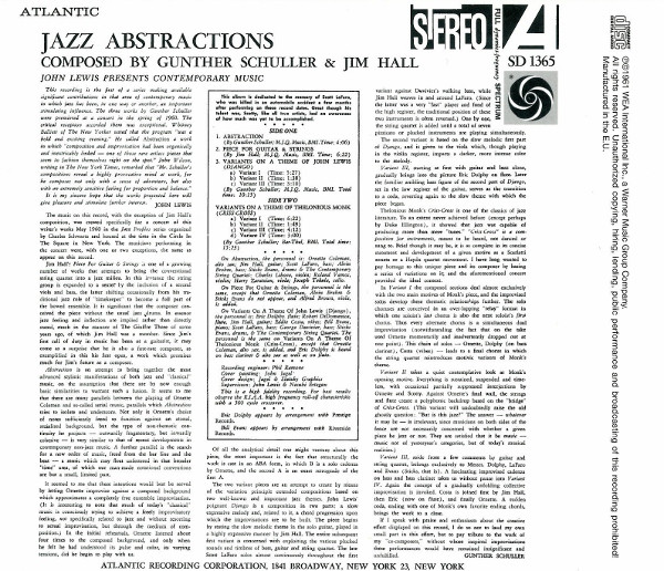 John Lewis - Jazz Abstractions | Atlantic (8122-79672-8) - 2 John Lewis - Jazz Abstractions | Atlantic (8122-79672-8) - 2