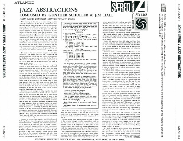 John Lewis - Jazz Abstractions | Atlantic (8122-79672-8) - 3 John Lewis - Jazz Abstractions | Atlantic (8122-79672-8) - 3