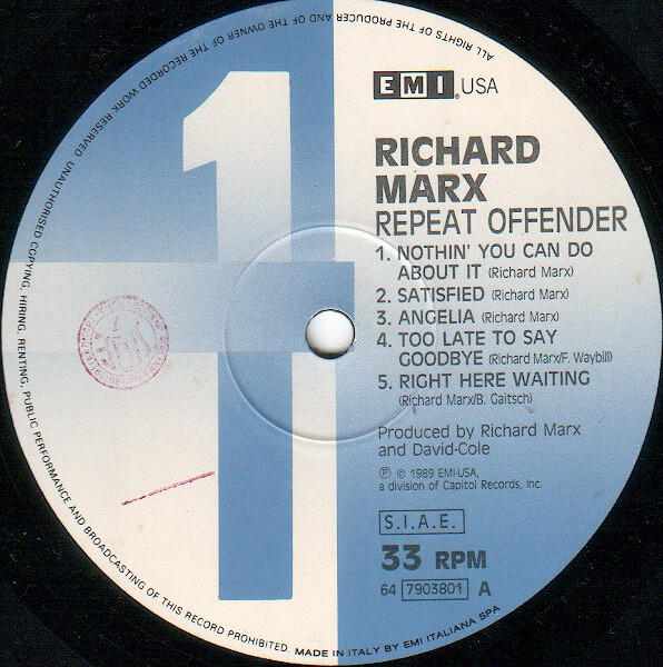 Richard Marx - Repeat Offender | EMI USA (64 7903801)