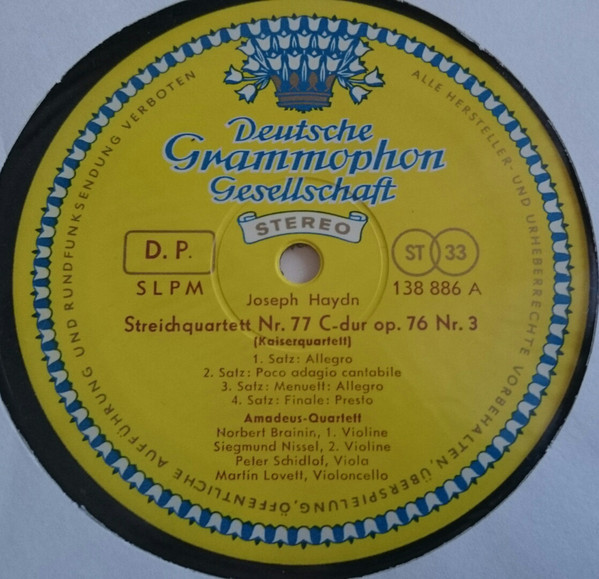 Joseph Haydn / Wolfgang Amadeus Mozart - Amadeus-Quartett - Kaiserquartett (Emperor) / Jagdquartett (Hunting) | Deutsche Grammophon (138 886 SLPM) - 2