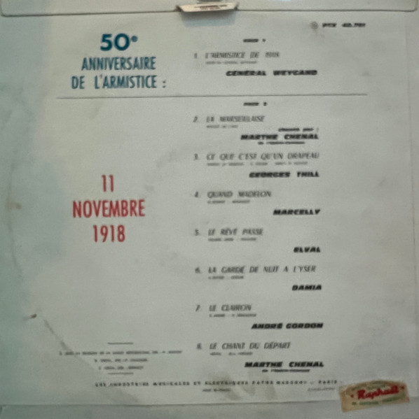 Various - 1918-1968 (50ème Anniversaire De L'armistice) | Pathé (PTX 40791) - 2 Various - 1918-1968 (50ème Anniversaire De L'armistice) | Pathé (PTX 40791) - 2