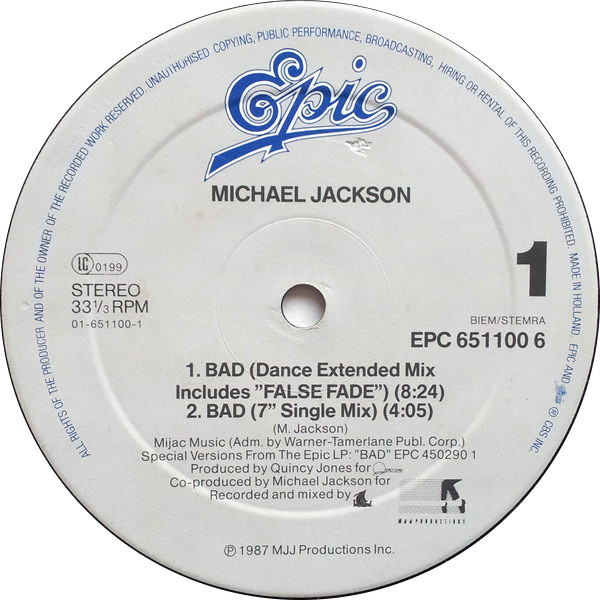 Michael Jackson - Bad | Epic (EPC 651100 6) - 3