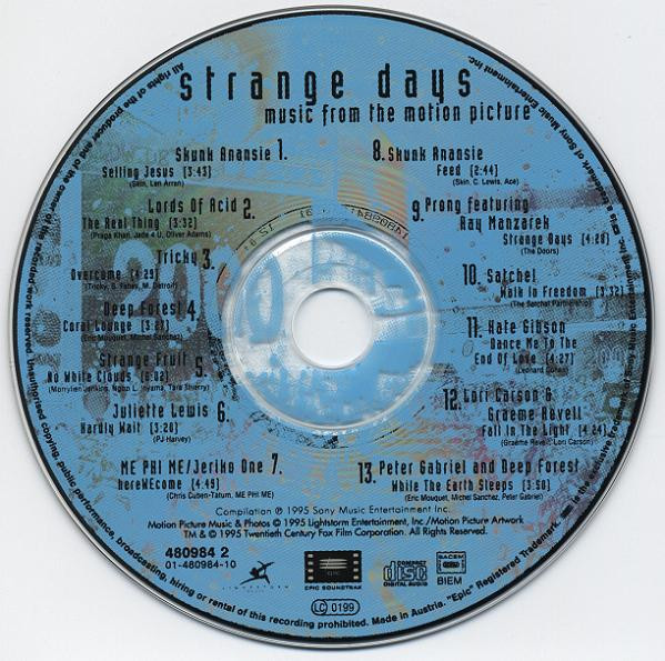 Various - Strange Days (Music From The Motion Picture) | Epic Soundtrax (EPC 480984 2) - 3